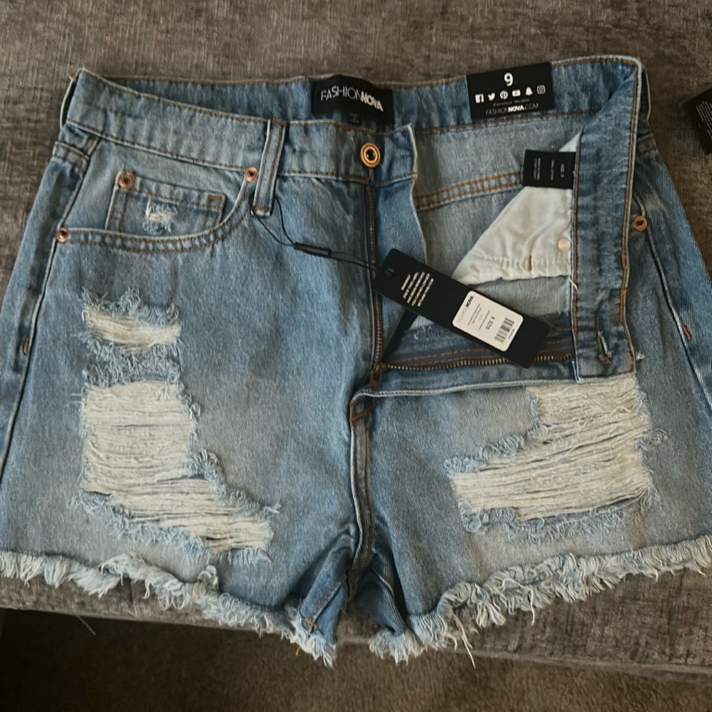 Light blue shorts fashion nova Jacqueline distressed high rise shorts